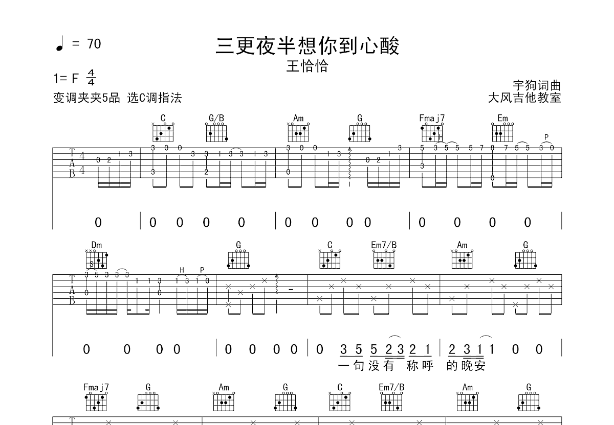 张国荣 - 夜半歌声(音艺吉他弹唱系列第四季:第3集) [弹唱 音艺吉他弹唱系列] 吉他谱
