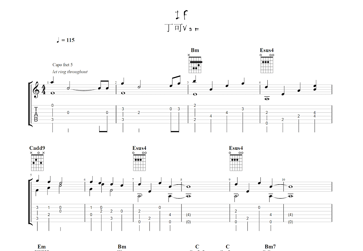 if简谱,丁可的《if》简,if钢琴简数字_大山谷图库