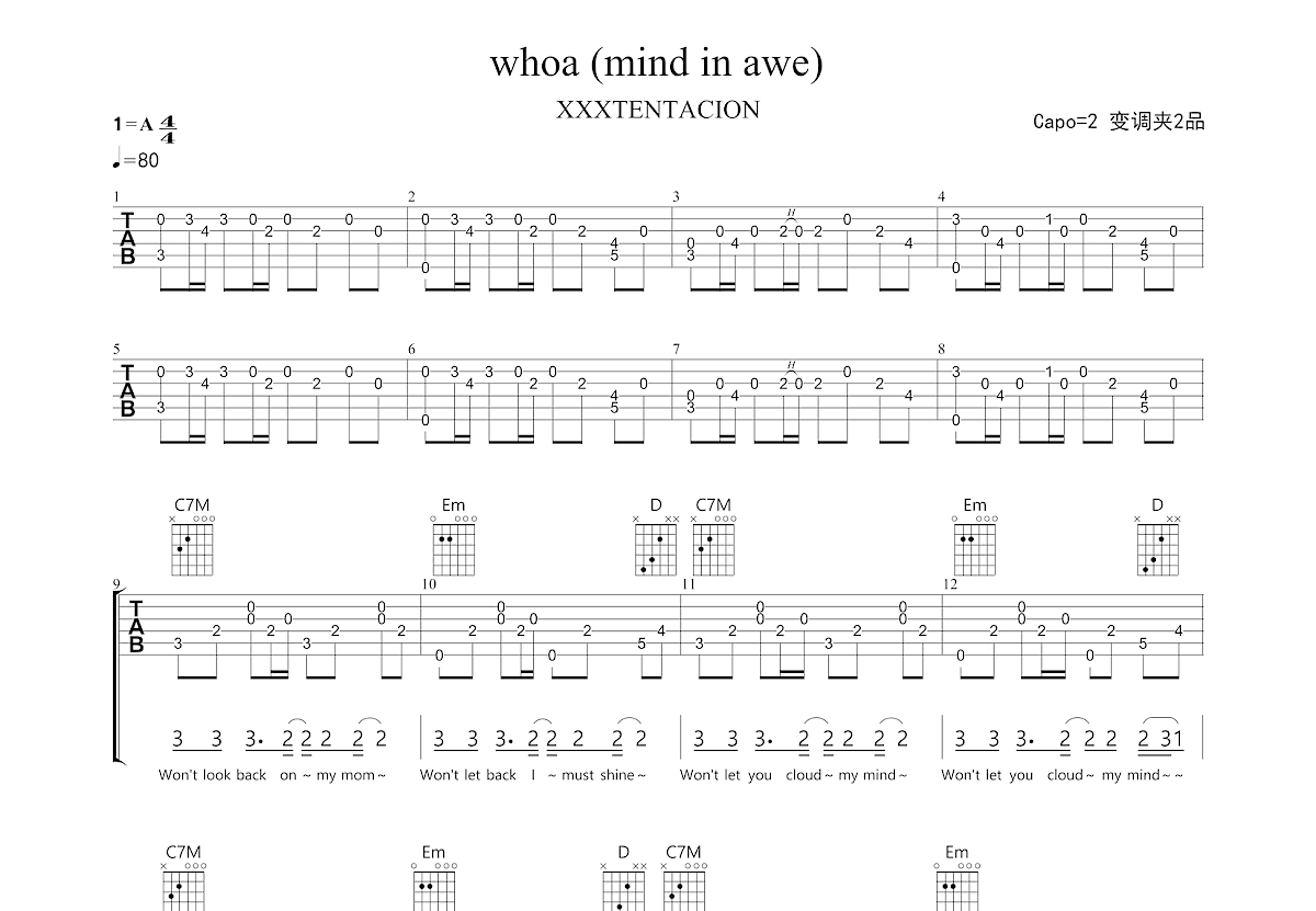 whoa (mind in awe)曲谱预览图