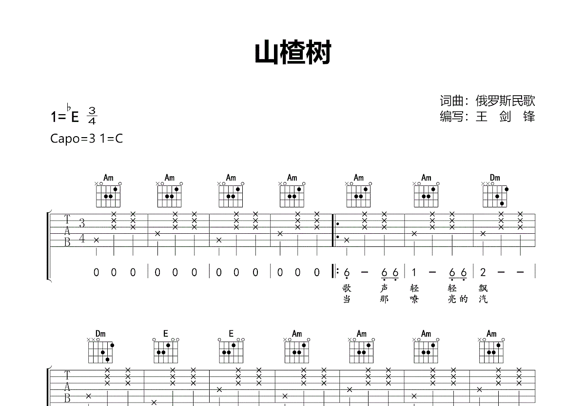 山楂树吉他谱_流浪_C调弹唱88%翻唱版 - 吉他世界