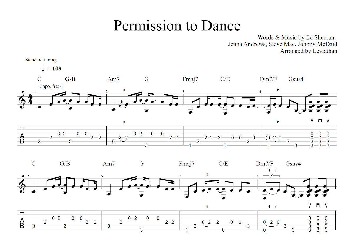 Permission to Dance吉他谱_BTS,防弹少年团_C调指弹吉他谱- 吉他世界