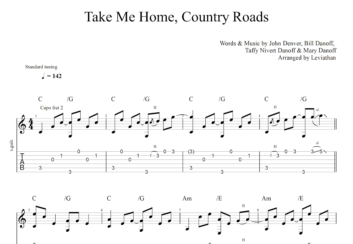 Take me home country roads吉他谱 约翰丹佛 让你感受到家乡的温暖-简谱网