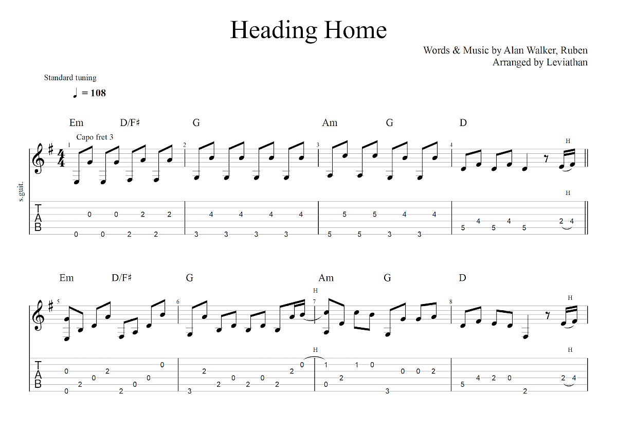 《Home》吉他谱-C大调音乐网