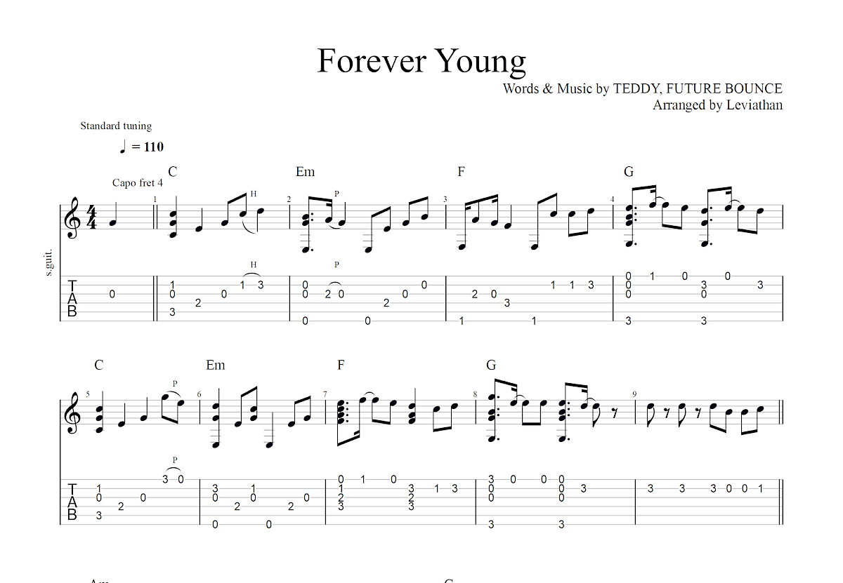 forever young曲谱图片