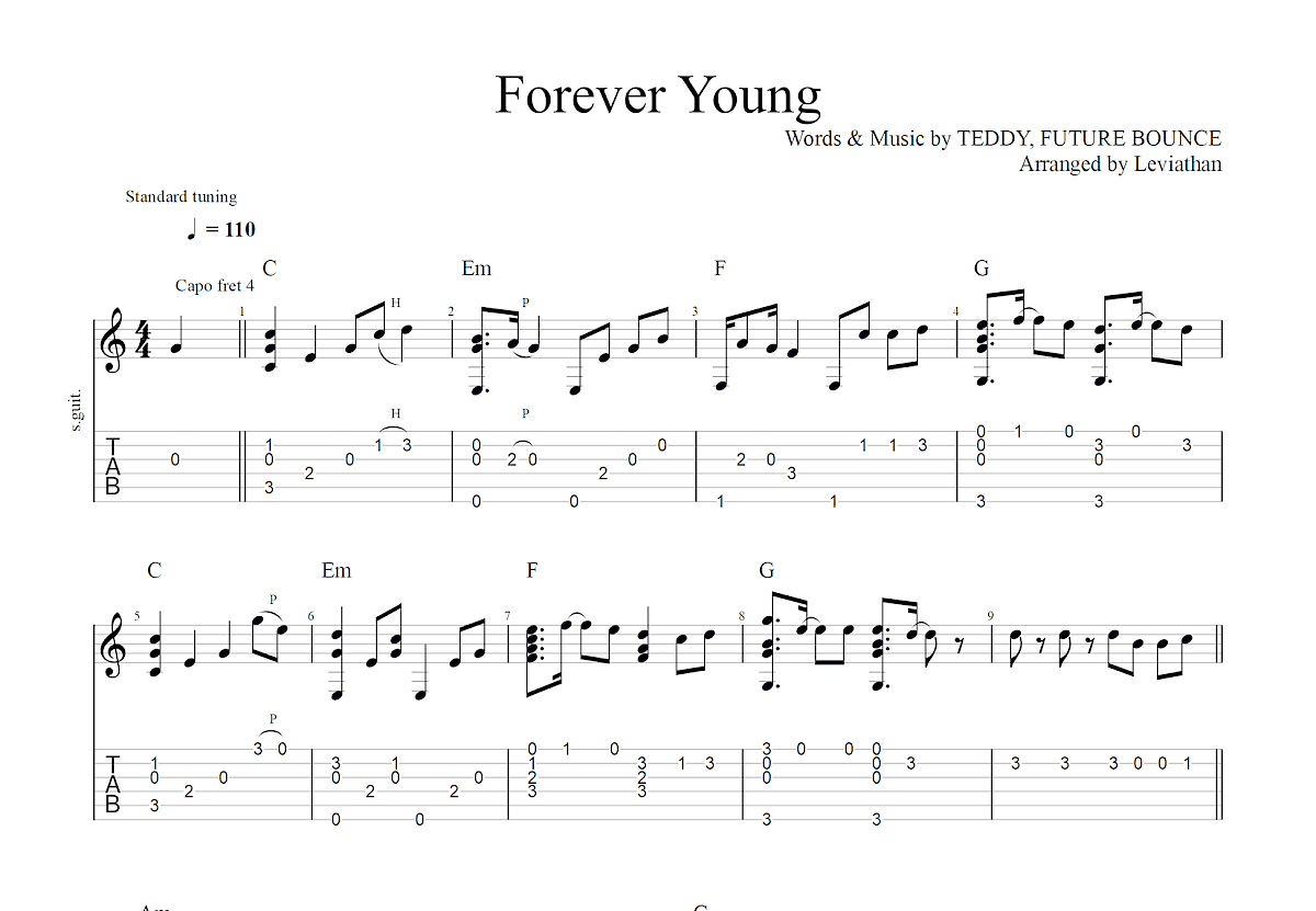 forever young曲譜圖片