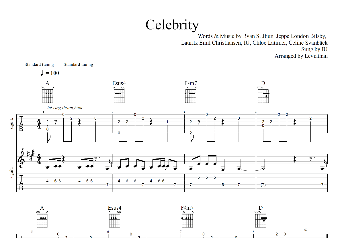 celebrity吉他谱指弹图片