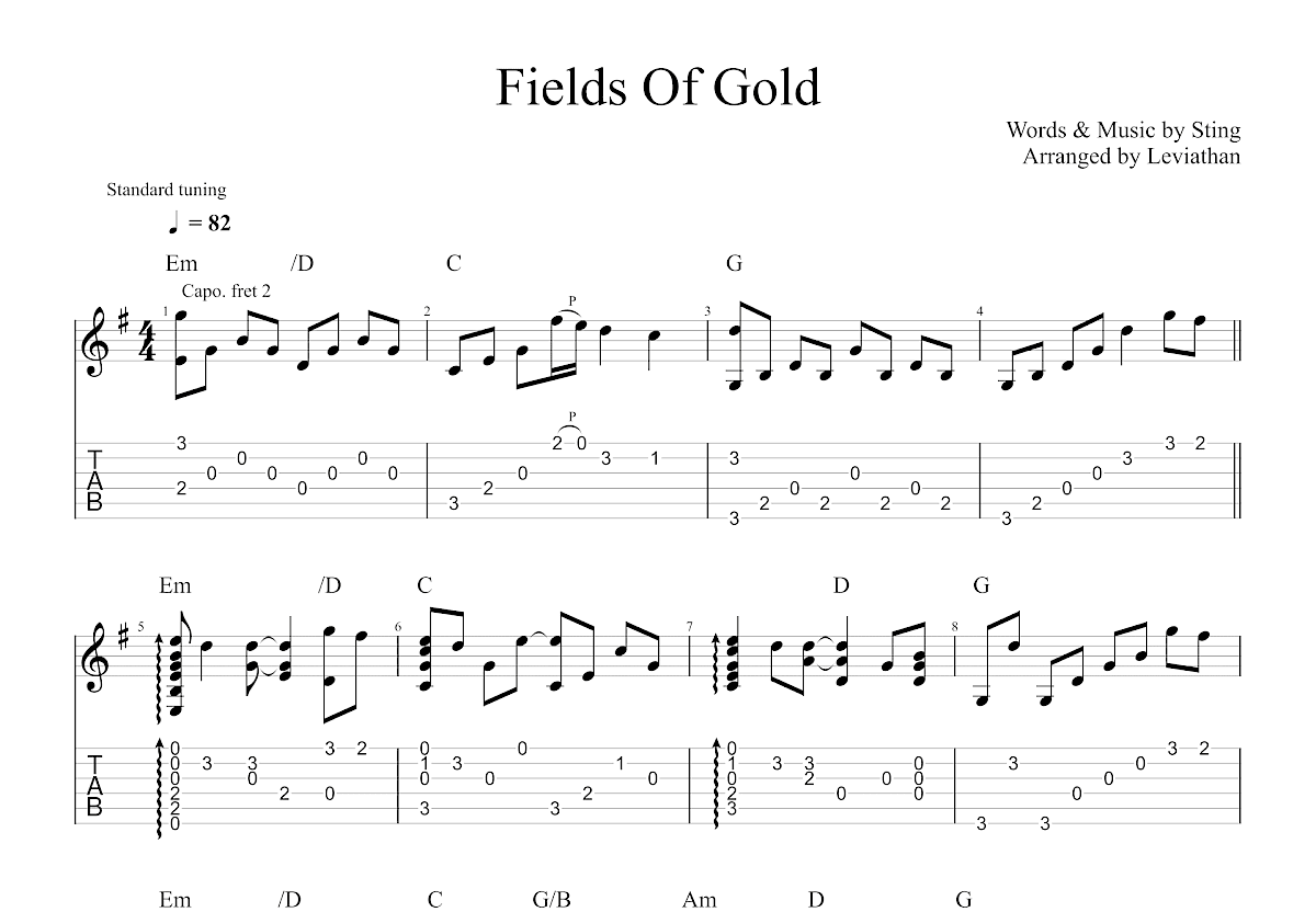 Fields Of Gold吉他谱_Eva Cassidy_G调指弹 - 吉他世界