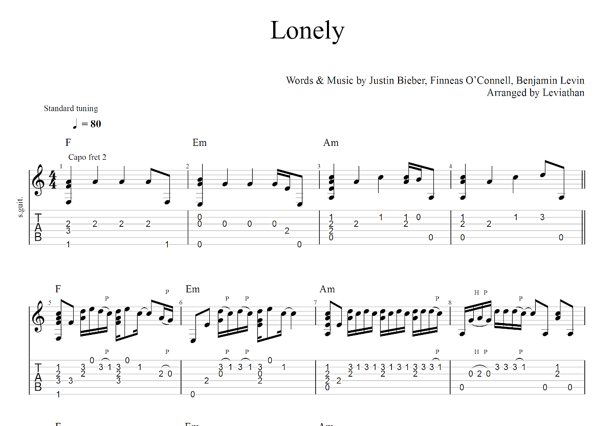 lonely吉他谱
