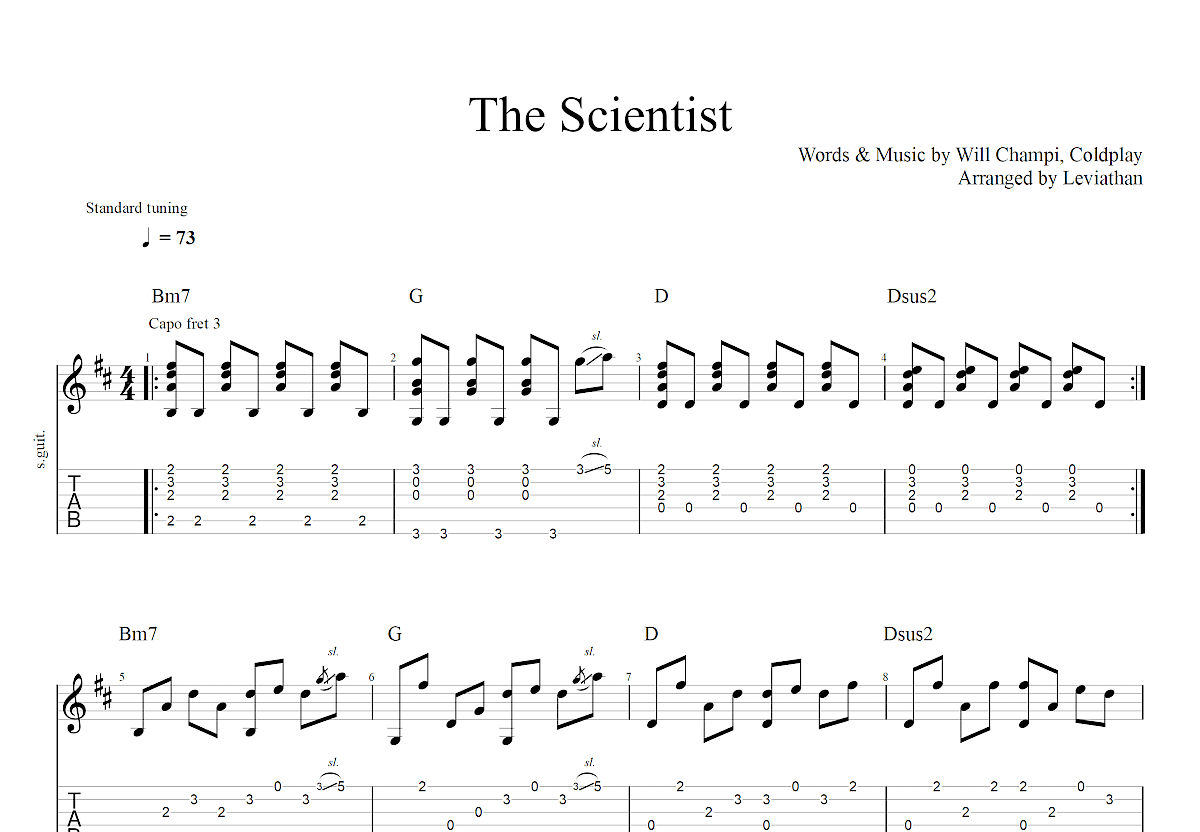 scientist吉他谱图片