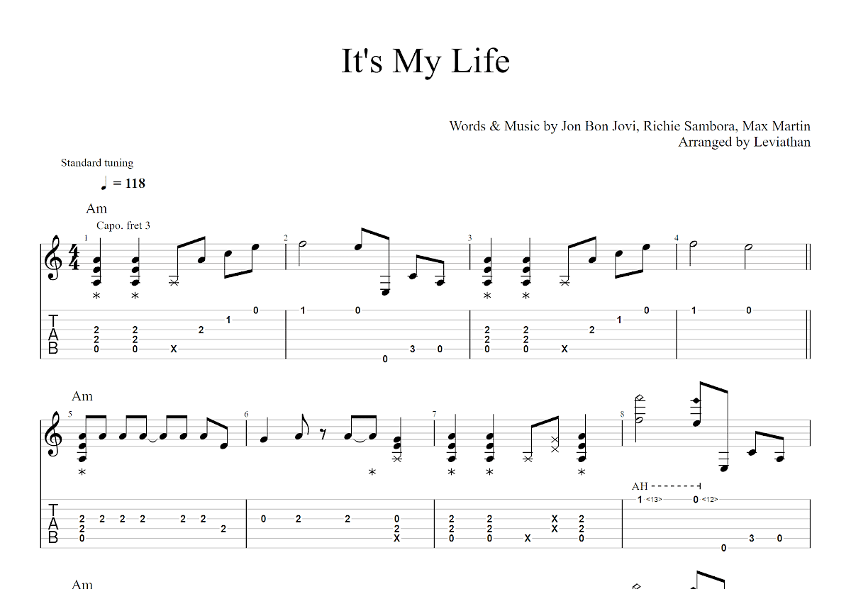 It's my life吉他谱_Bon Jovi_C调弹唱80%单曲版 - 吉他世界