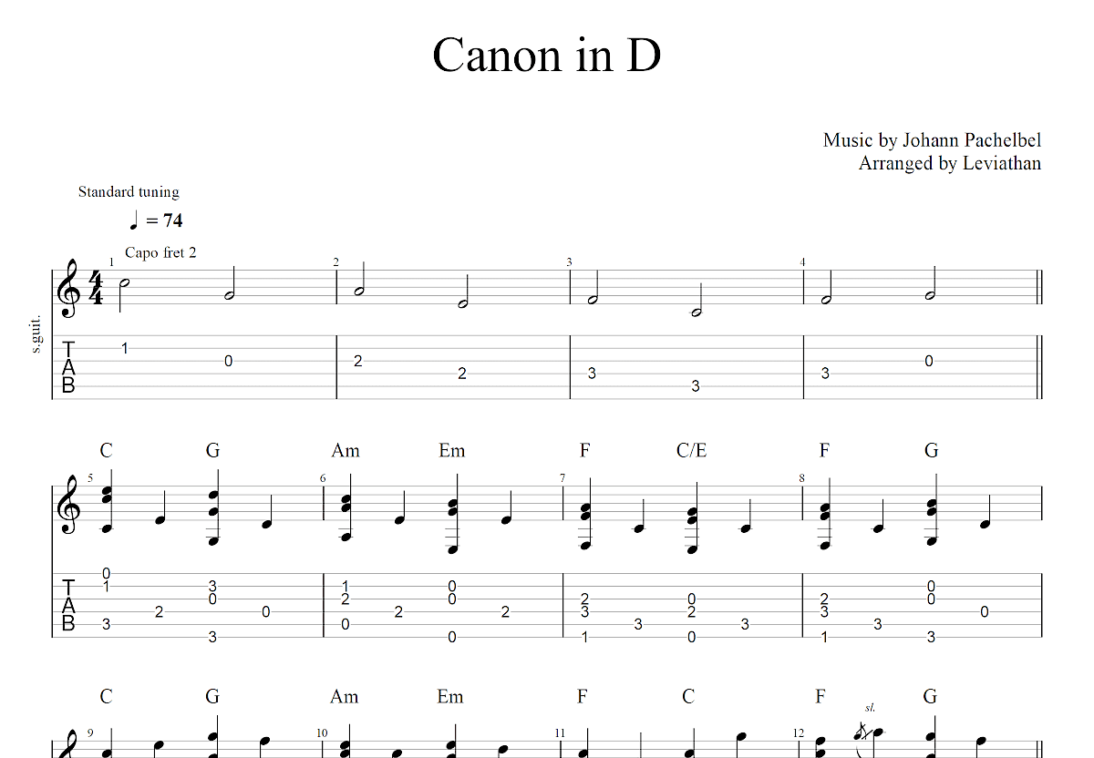 canon in d 吉他譜 – Continen
