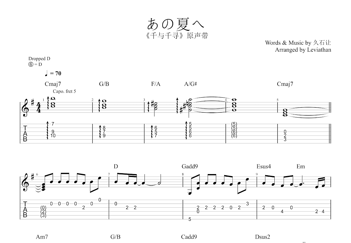 A Wonderful Day吉他谱(gtp谱,指弹)_押尾桑(Kotaro Oshio;押尾光太郎)