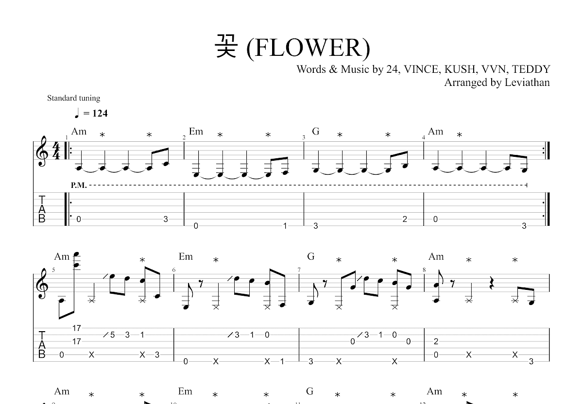 Flower吉他谱(图片谱,指弹)_岸部真明(岸部眞明;Masaaki Kishibe;きしべ まさあき)