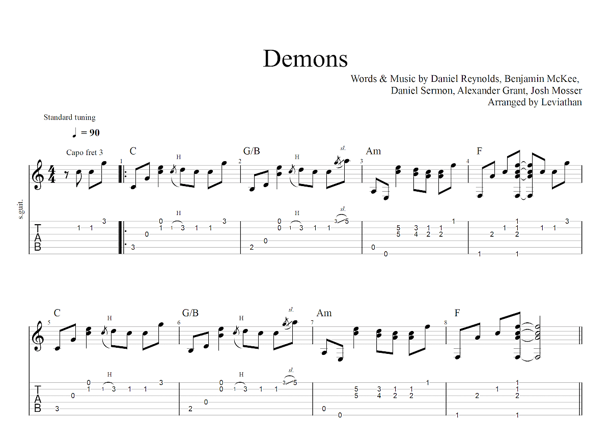 my demons吉他谱 - starset - 电吉他谱 - 琴谱网