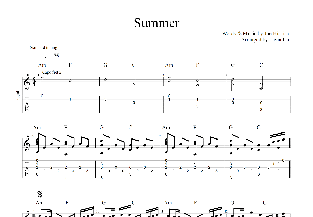 Summer吉他谱 - 虫虫吉他谱免费下载 - 虫虫吉他