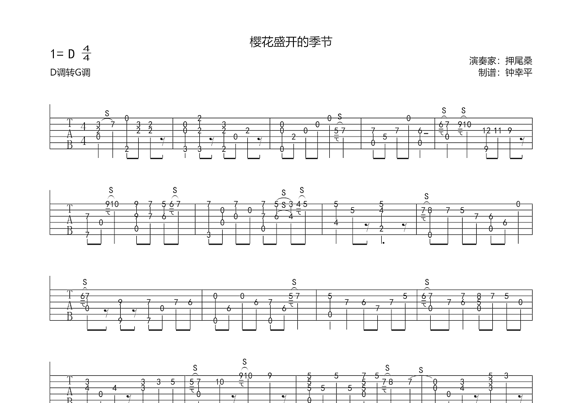 日本民谣 - 樱花 吉他谱-虫虫吉他谱免费下载