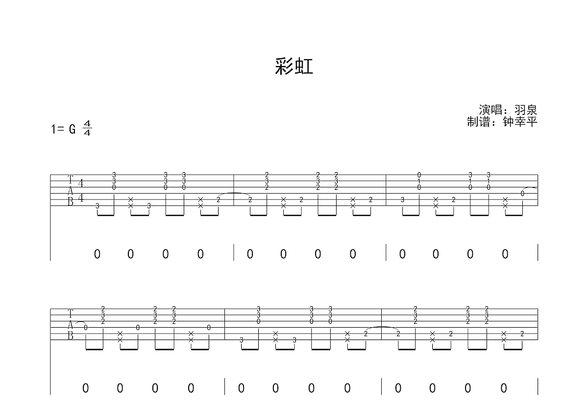 羽泉《彩虹》吉他谱-Guitar Music Score - GTP吉他谱