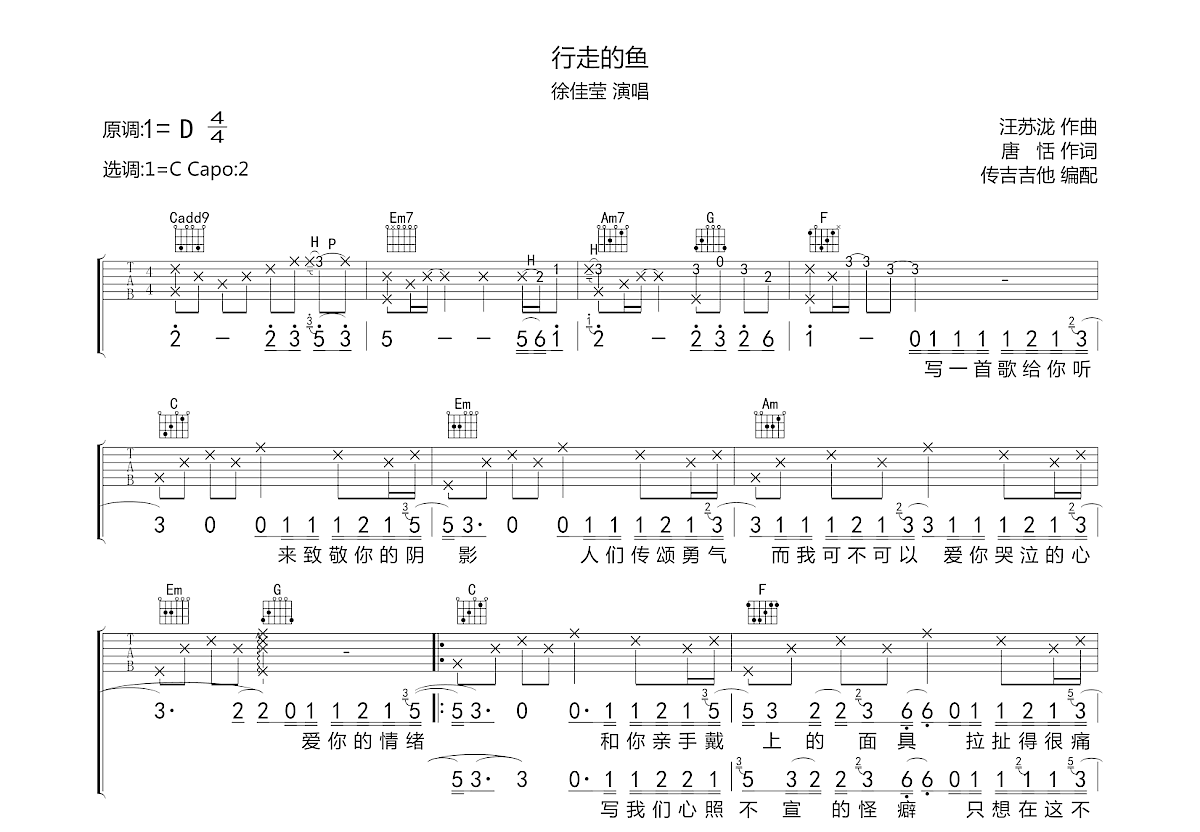 麻园诗人 - 泸沽湖 (吉他专家弹唱教学:第三季第66集) 吉他谱