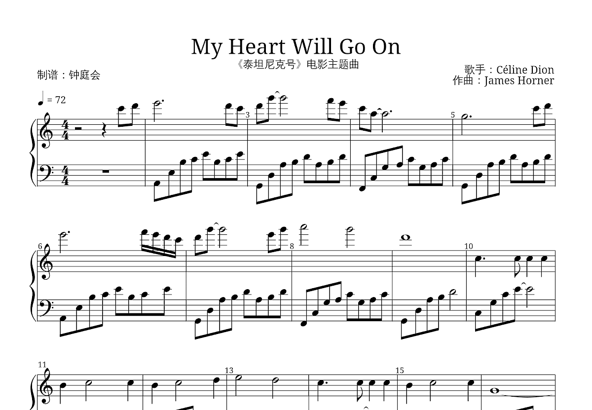 My Heart Will Go On Klaviernoten Kostenlos Downloaden www.guitarworld.com.cn