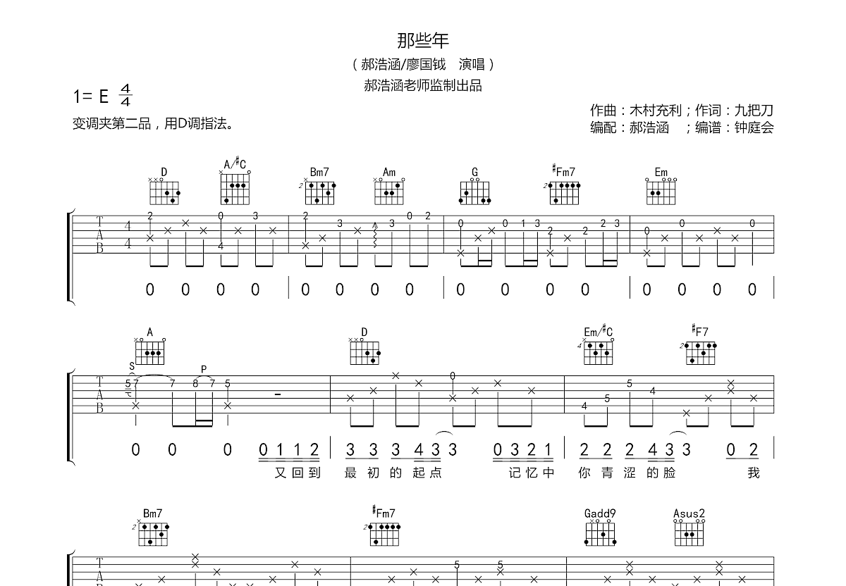 松井佑贵 - 那些年 [指弹] 吉他谱