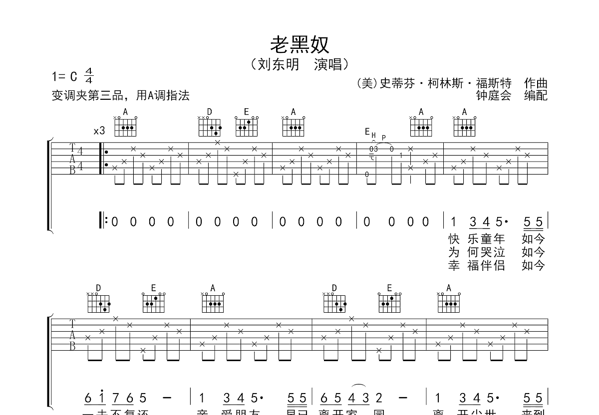 刘东明《芒种》吉他谱 C调吉他弹唱教学-琴艺谱