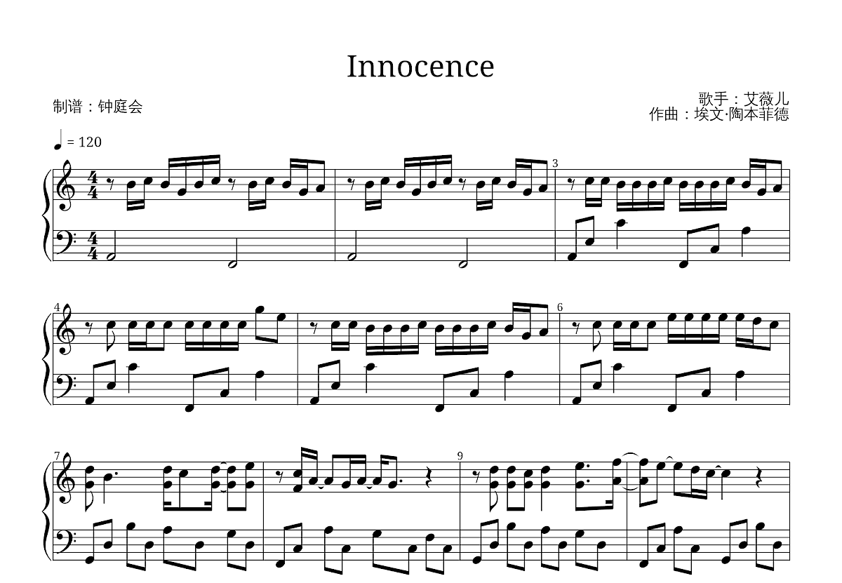 Innocence Guitar Chords