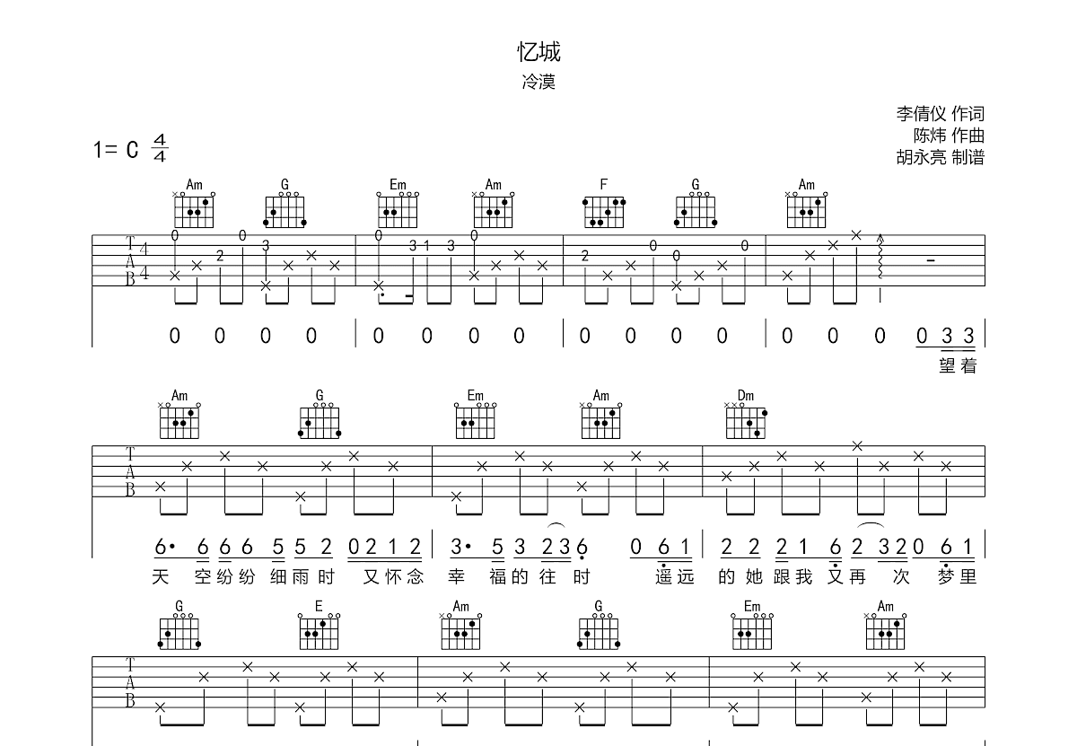 伤心城市吉他谱完整版图片