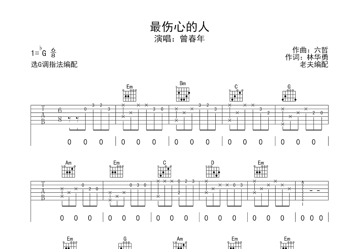 伤心的人吉他谱第二页图片