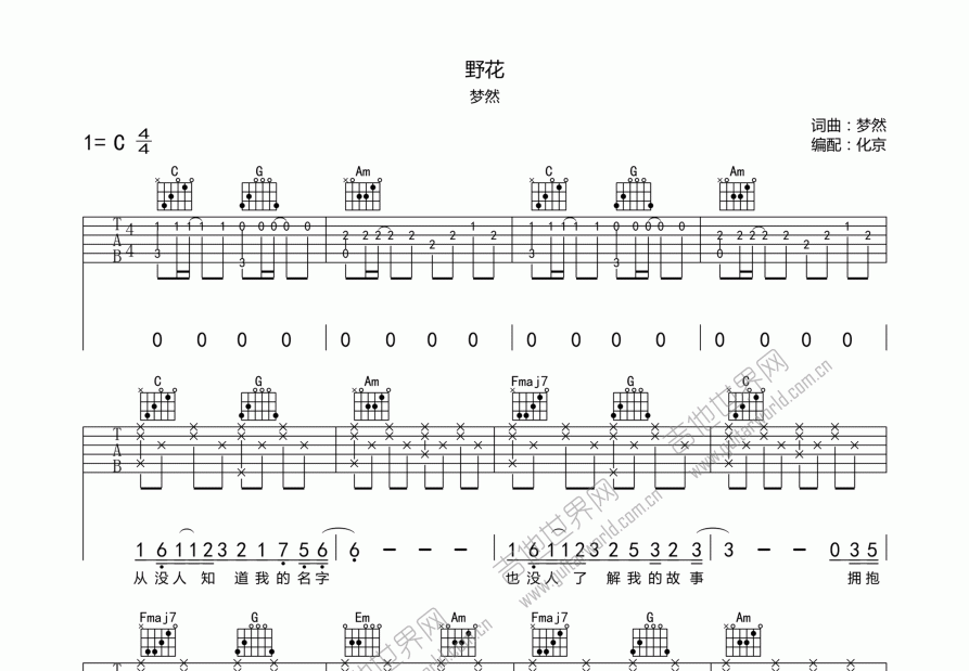 野花吉他谱c调图片