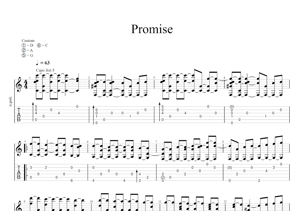 《Promise》,山岡晃（六线谱 调六线吉他谱-虫虫吉他谱免费下载