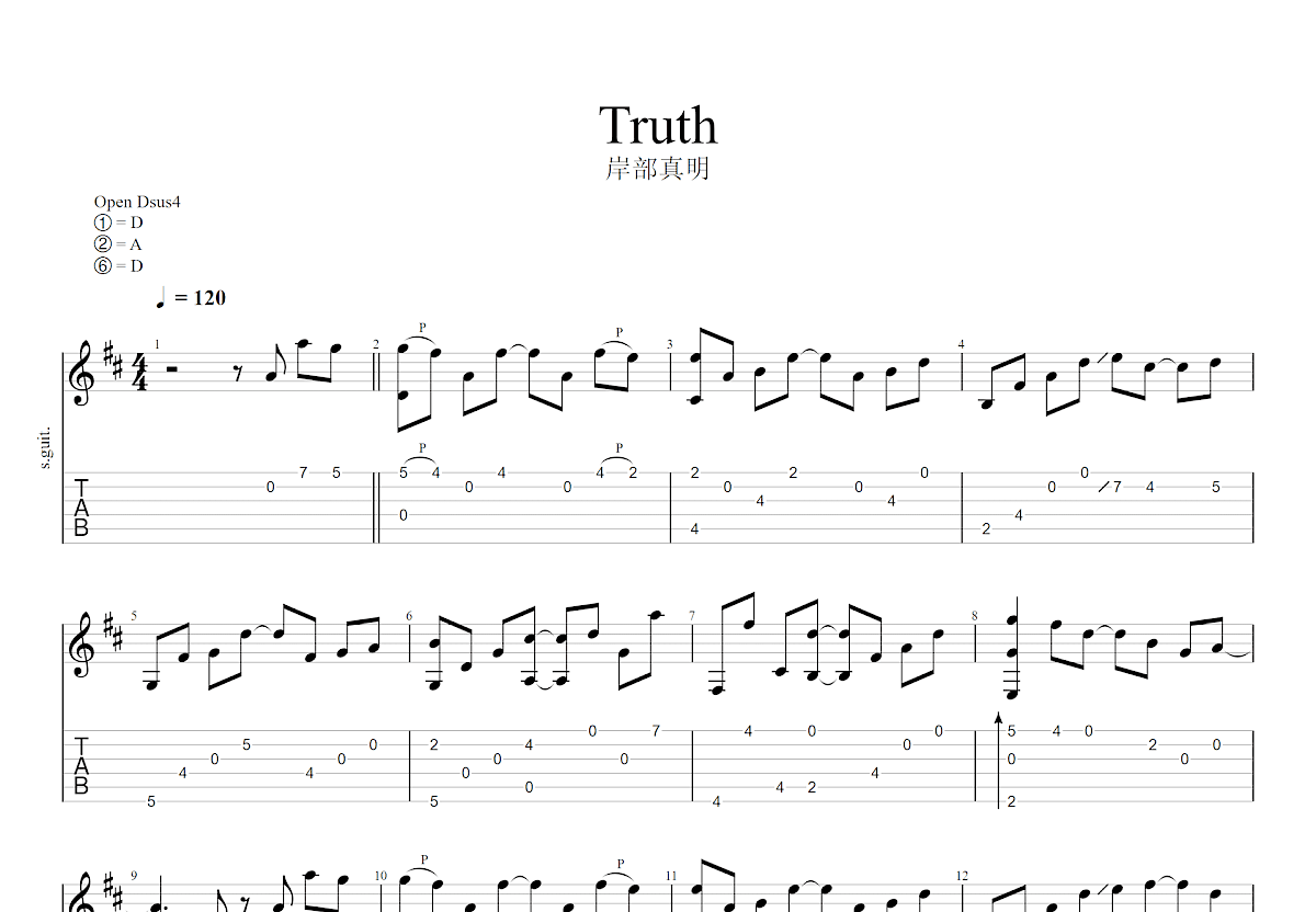 岸部真明truth吉他谱图片