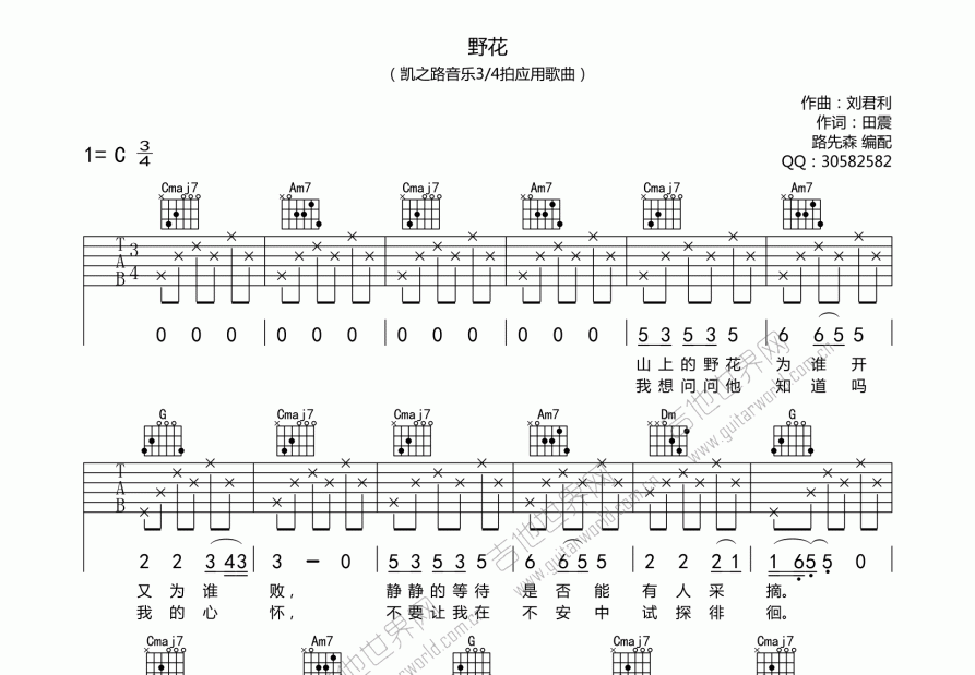 野花吉他谱原版图片