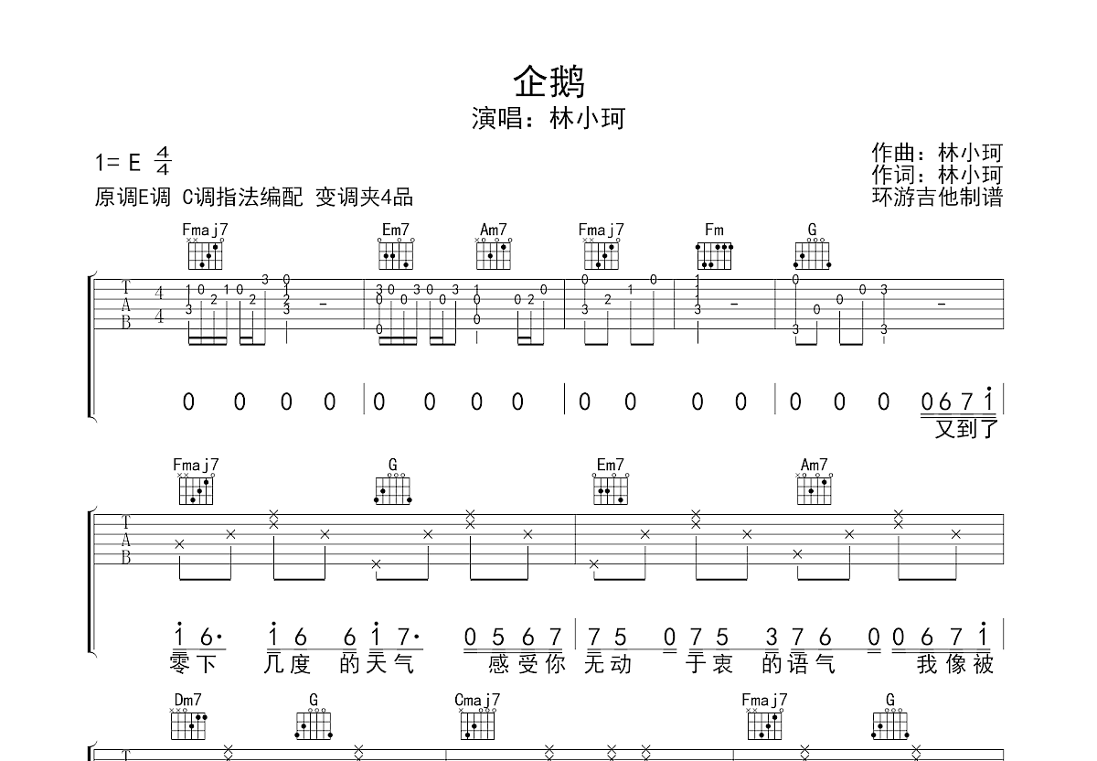 企鹅林小珂钢琴谱图片