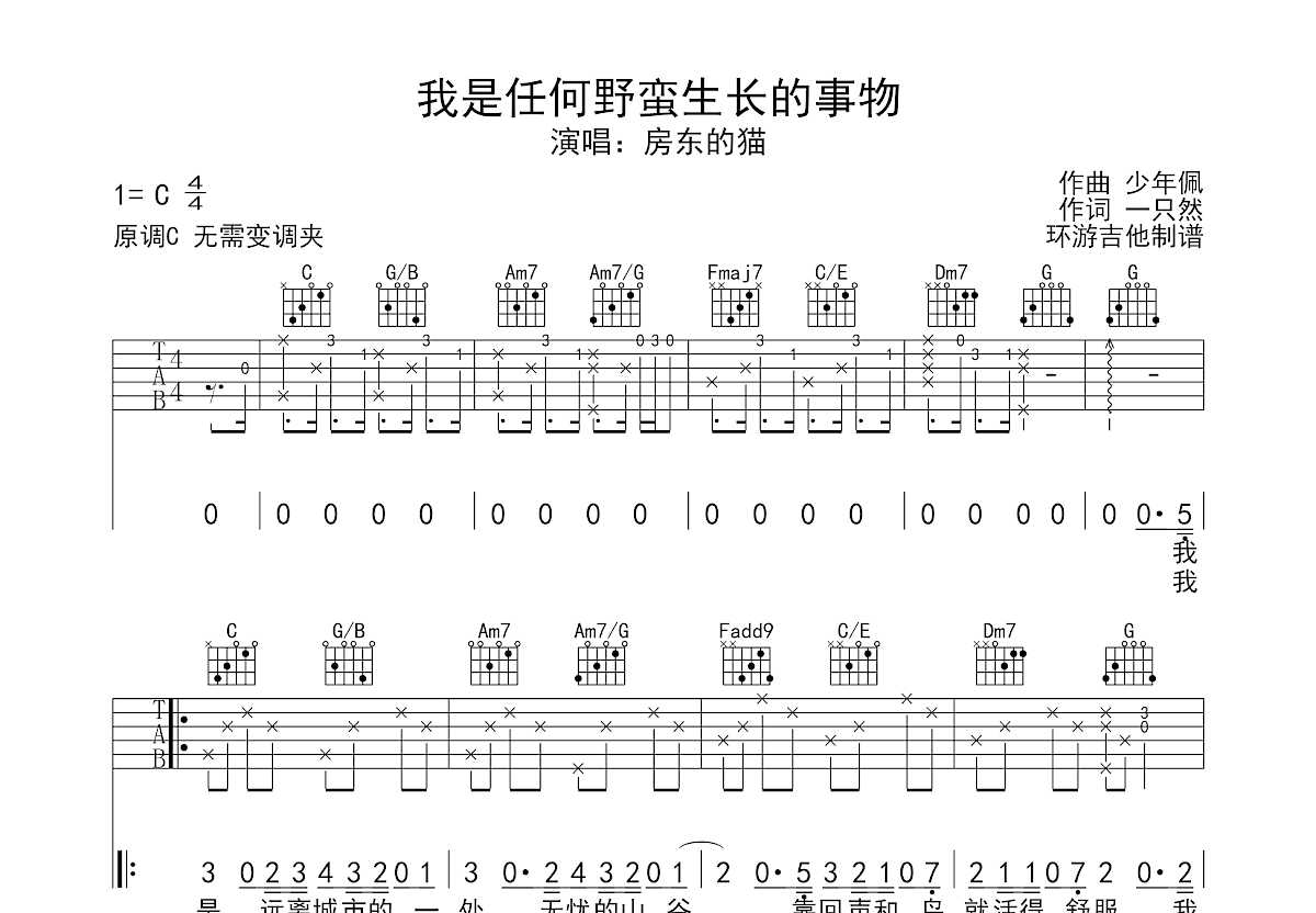 生长吉他谱图片