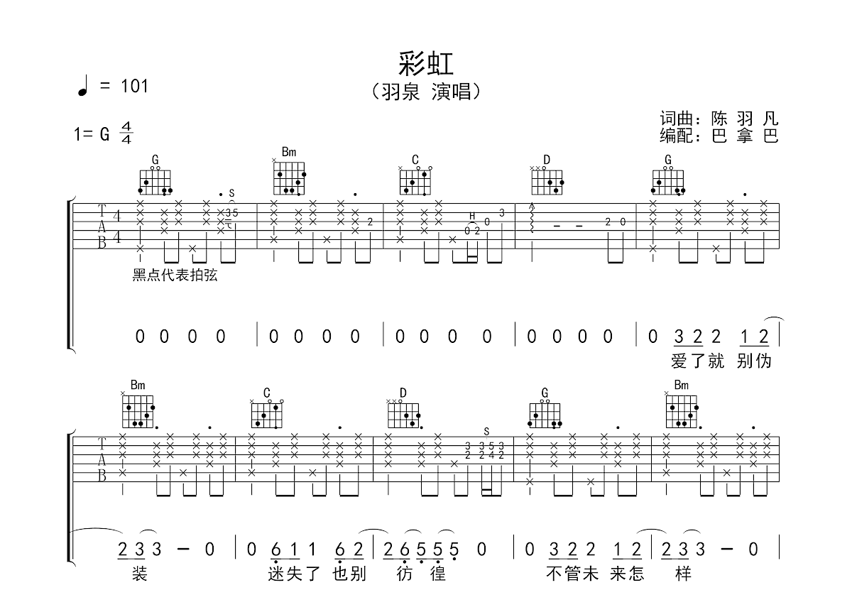 彩虹 - 羽泉 - 吉他谱(Gary编配_卢家兴制谱) - 嗨吉他