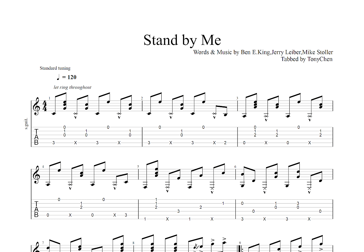 Oasis Stand By Me Sheet Music For Guitar (chords) V2 ...