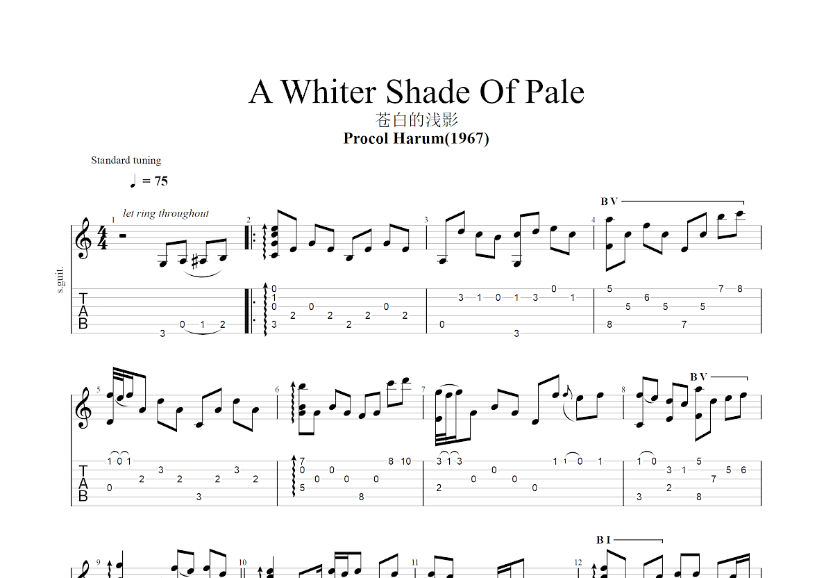 A Whiter Shade Of Pale Noten Kostenlos www.guitarworld.com.cn