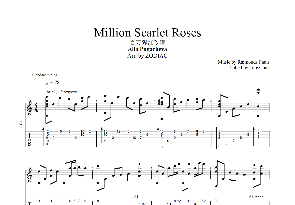 百万朵玫瑰歌谱简谱图片