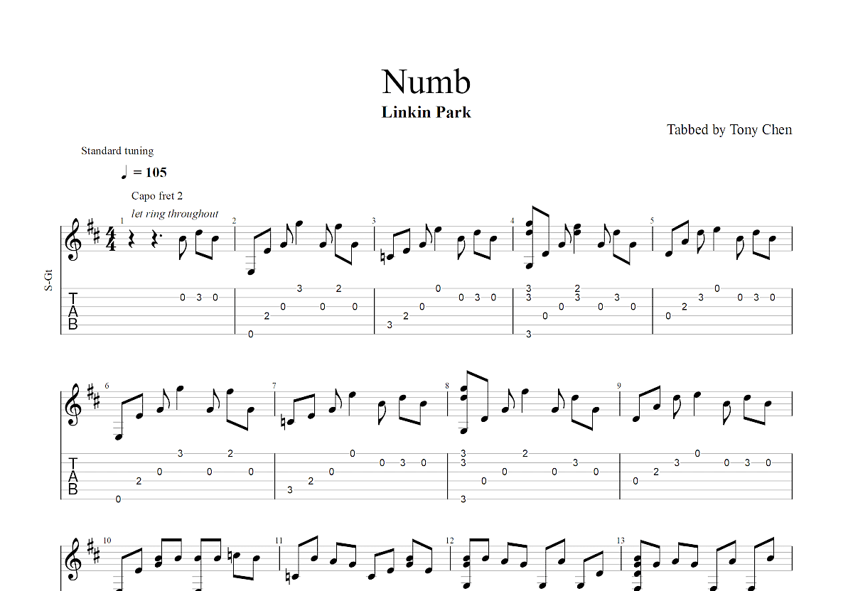 numb简谱钢琴图片
