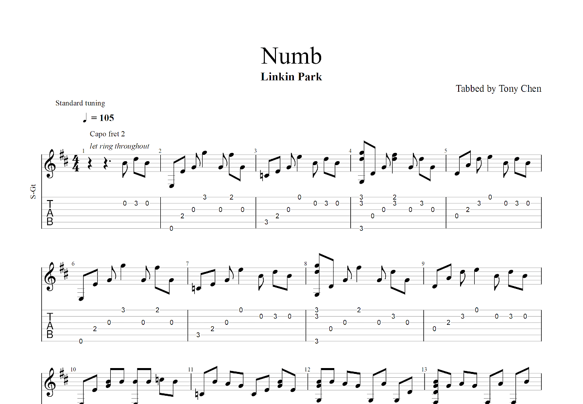 numb曲譜預覽圖