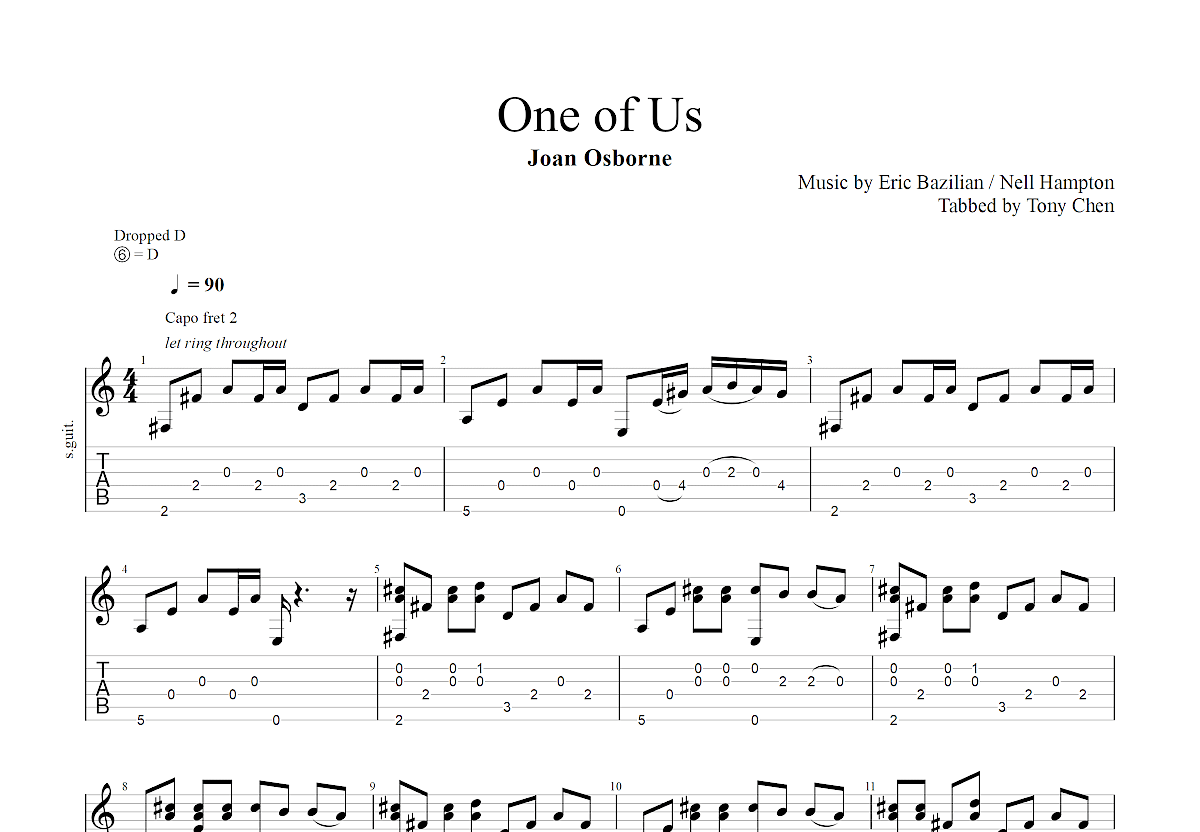 oneofus吉他谱教学图片