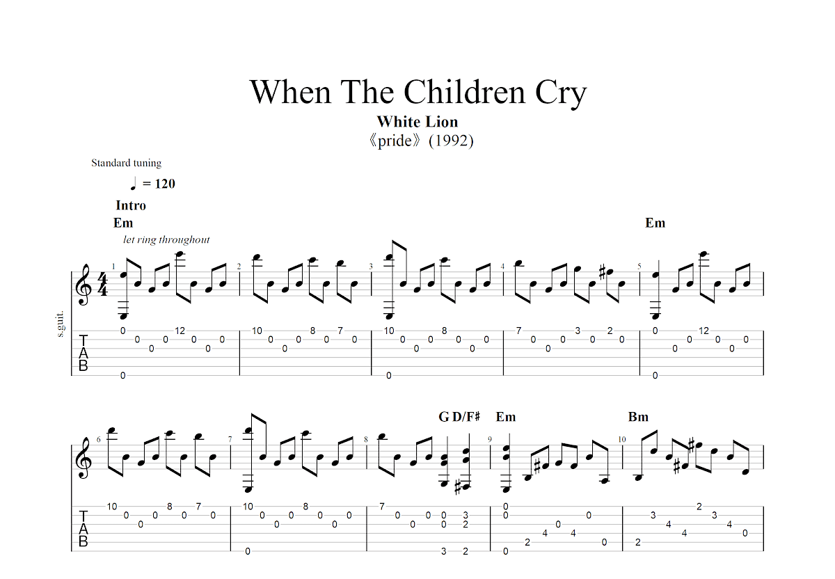 Don't Cry 吉他谱-虫虫吉他谱免费下载