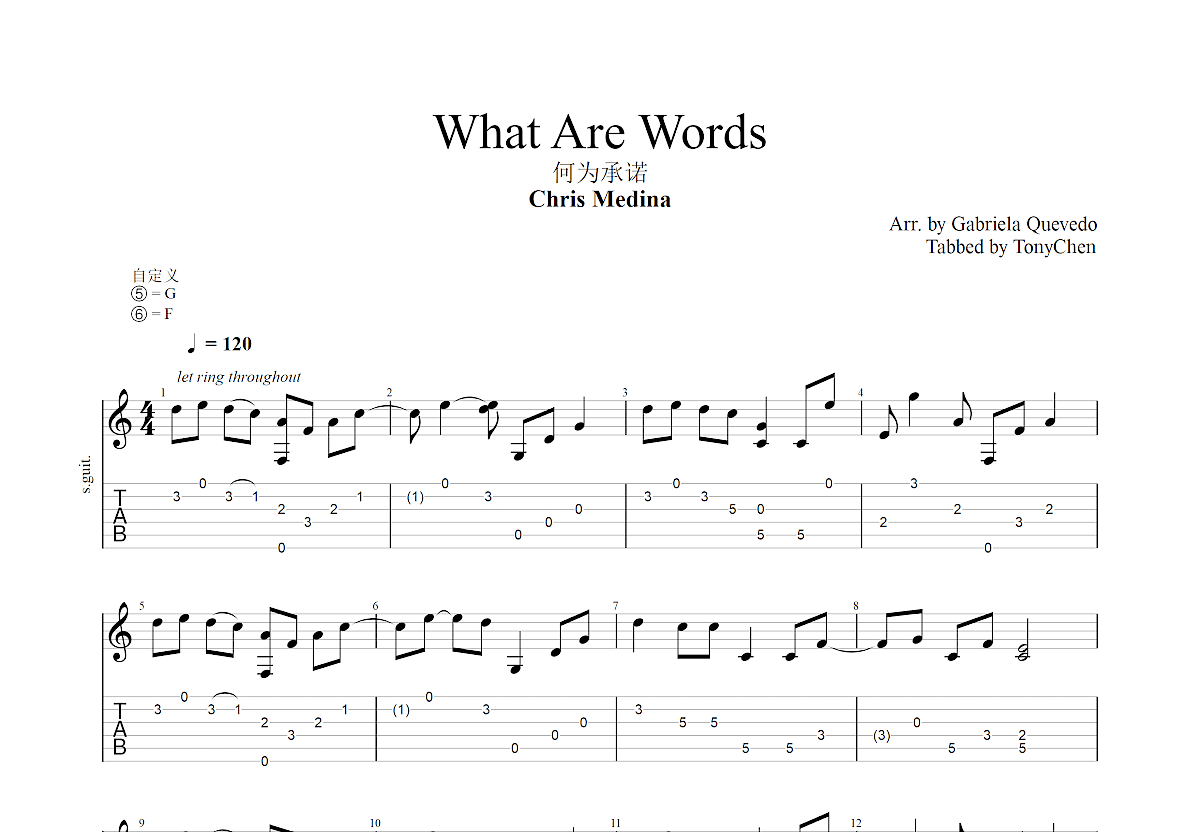 what are words吉他谱_chris medina_c调指弹吉他谱 - 吉他世界