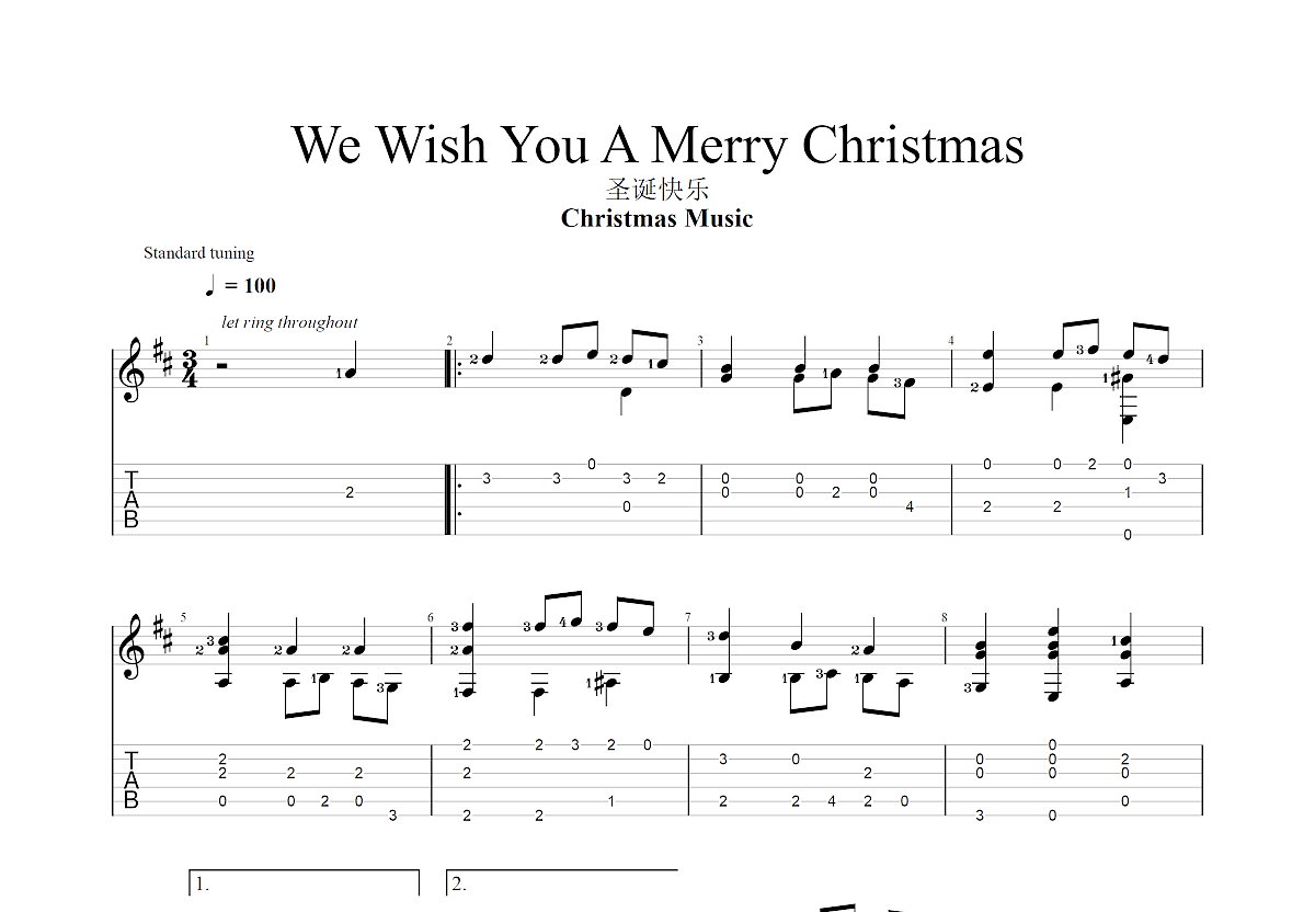 Last Christmas吉他谱 Wham! 进阶D大调民谣 弹唱谱-吉他谱中国