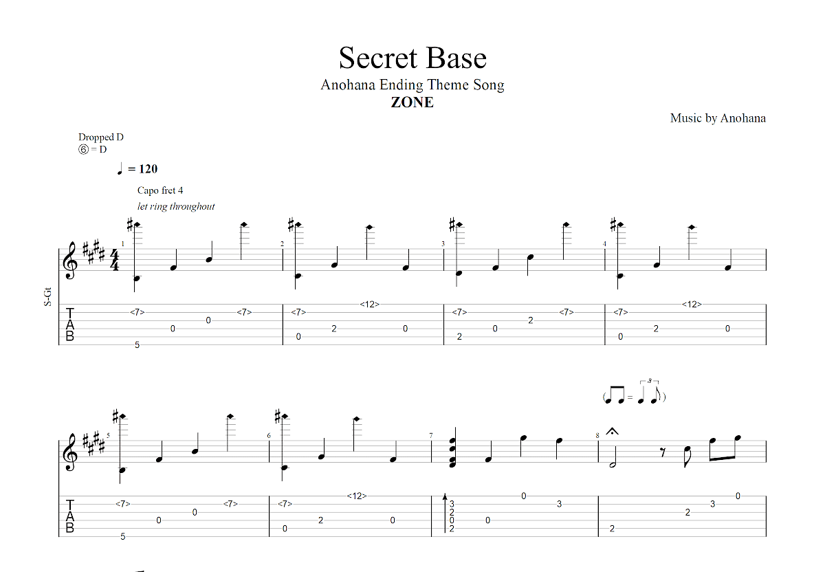 secret base吉他谱