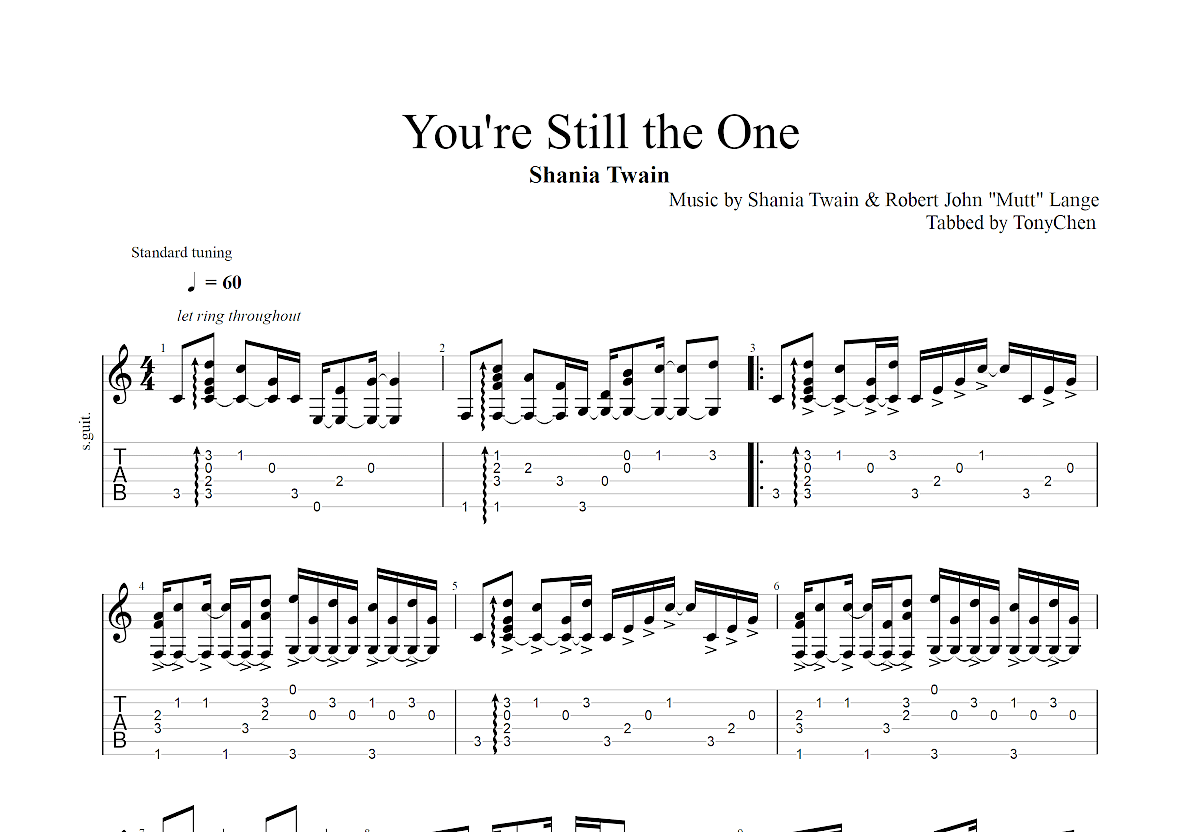 youre still the one吉他谱_shania twain_c调指弹 - 吉他世界