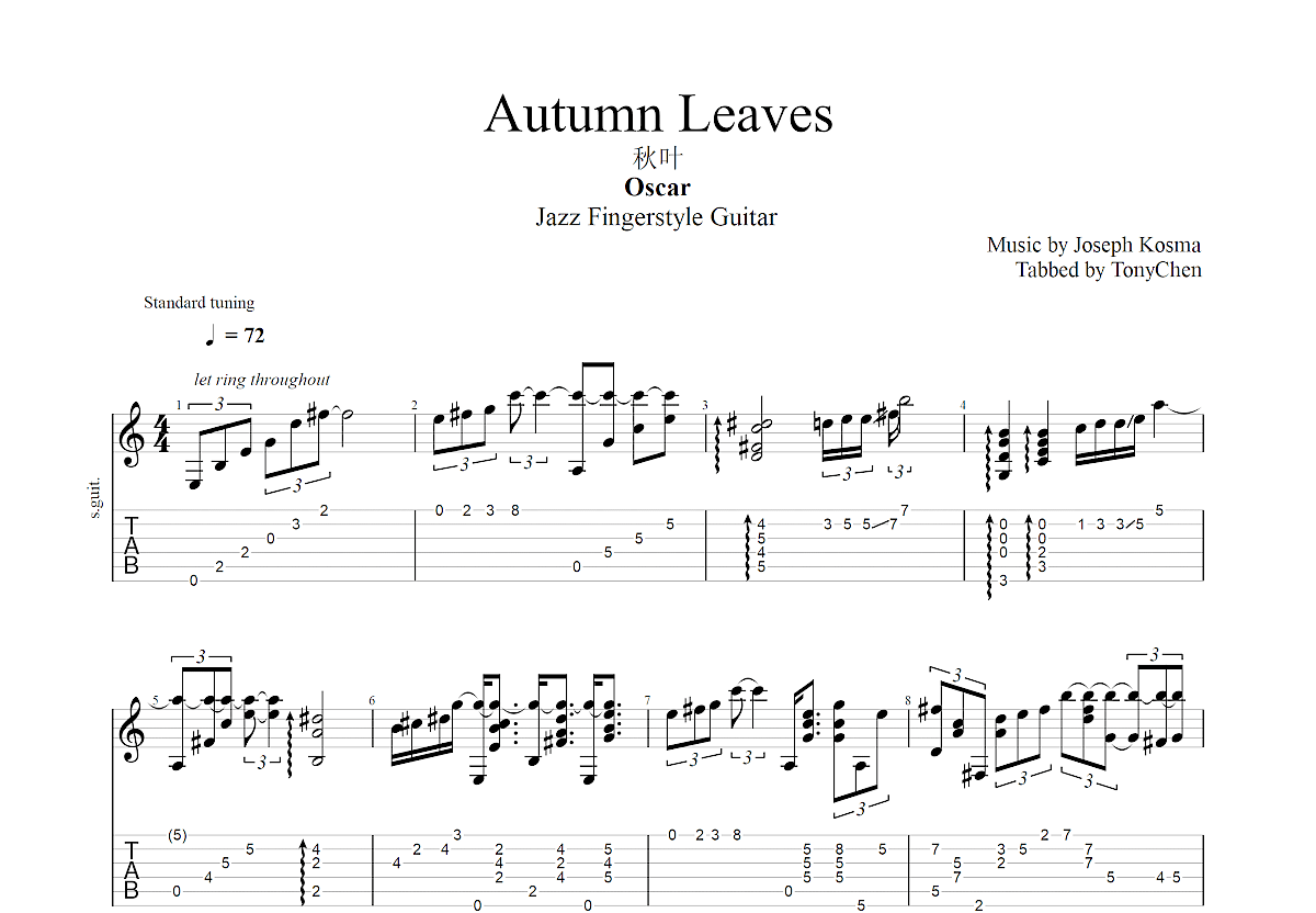 autumnleaves吉他谱图片