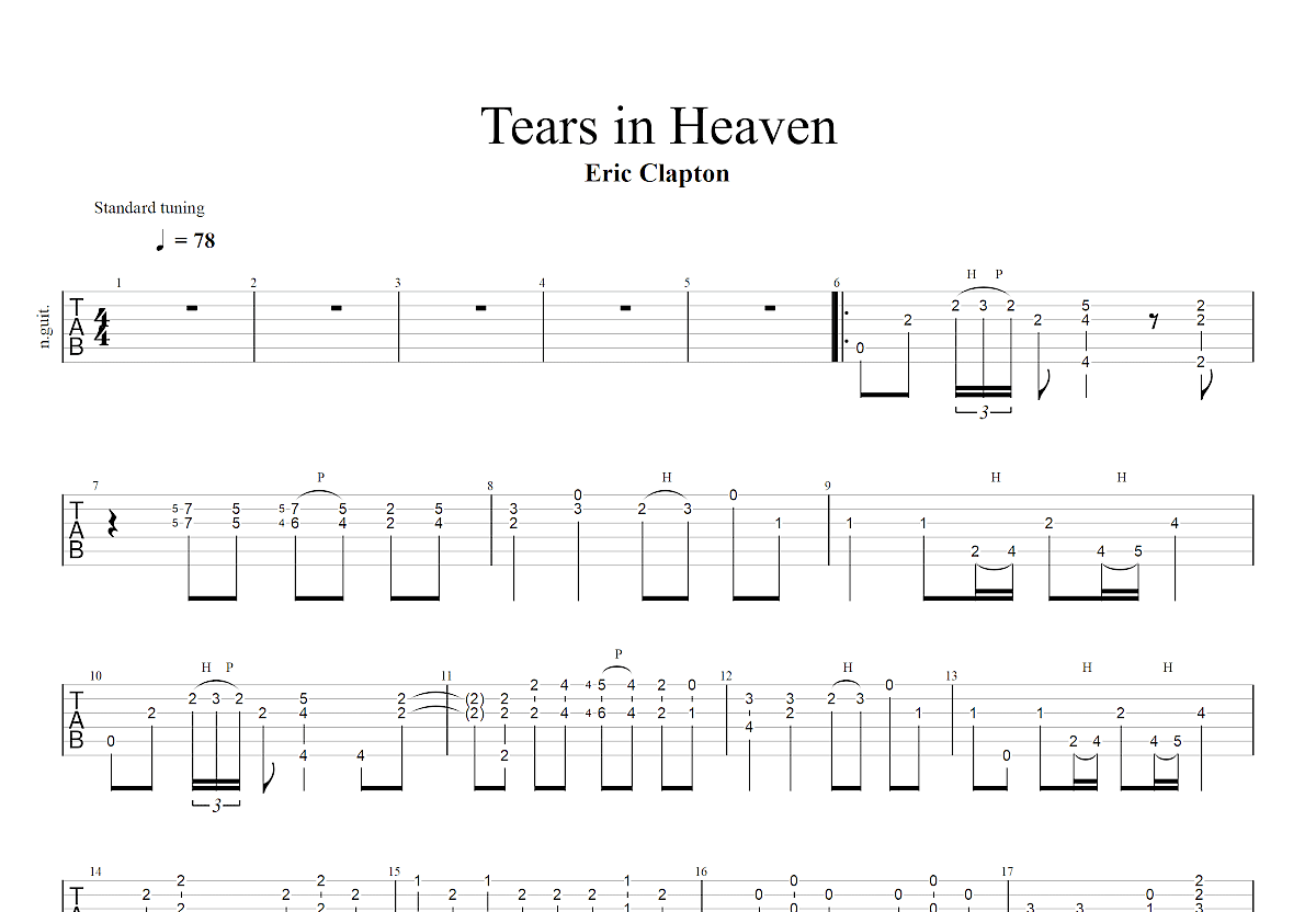 Tears in Heaven 吉他谱-虫虫吉他谱免费下载