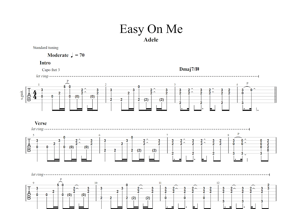 easy on me曲谱图片
