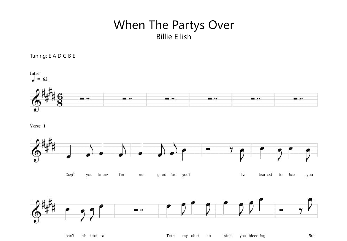 When The Partys Over Billie Eilish E When the partys over billie eilish e
